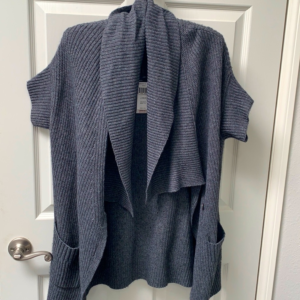 Designer - BCBG Max Azria short sleeved flowing grey sweater- the softest!